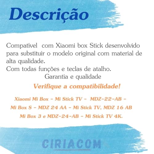 Controle Remoto XMRM 006 Compatível Mi Box S 4k - MI Box MDZ-22-AB - Controle substituição com coman