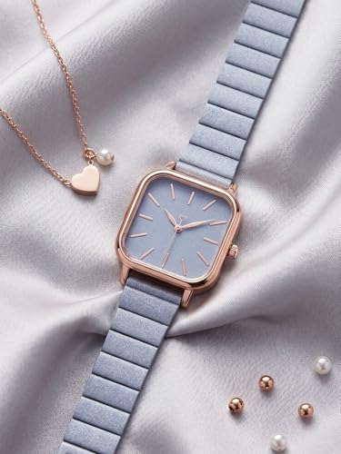Image of AMERICANVIBER | Premium Square Analog Watch for Women & Girls | Stylish Stainless Steel Strap | Elegant Heart Second Hand | Adjustable Lock | Trendy Ladies Wrist Watch under 499 | Square Case Design | Perfect for Casual | Affordable Fashion Watch for Girls