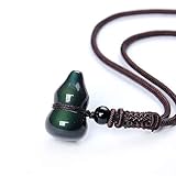 Tipo de artículo: Collares AdorabFruit Présent Pendentif Natural Negro Obsidiana Talla de la Calabaza de los Colgantes del Collar del Amuleto Afortunado de Seguridad for los Hombres Mujeres joyería (Metal Color : Necklace)