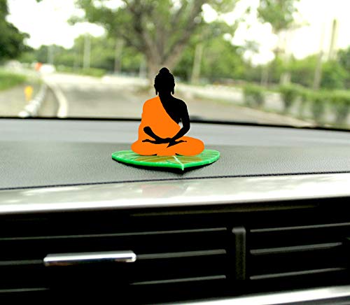 U & U UNIQUE UTILITIES Buddha Car Dashboard Idol | Buddha Ji for Car Dashboard | Acrylic Double Sided Car Interior Decor Accessories | Budha Car Statue (3.5 Inch, Orange)