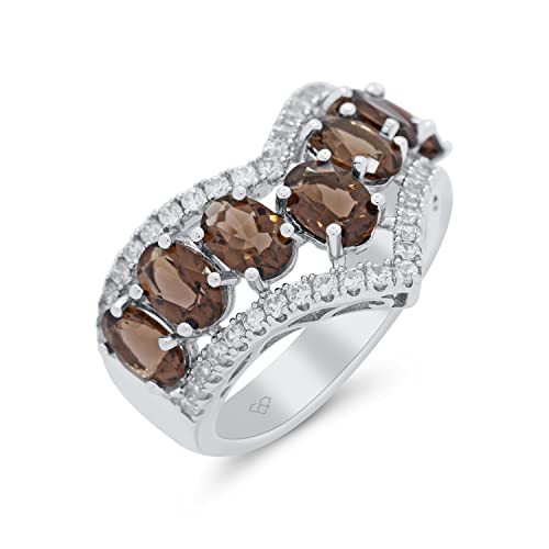 Anillo con Autentica Piedra Natural Cuarzo Ahumado y Circon en Plata de Ley, Joyería fina de diseño único, Regalo Mujer - Black Lives Matter (10)