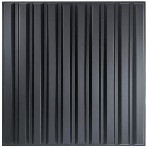 ADYAWEN 12-Pack 50x50cm 3D Slat Wall Panel, Fluted Textured Panel,Black