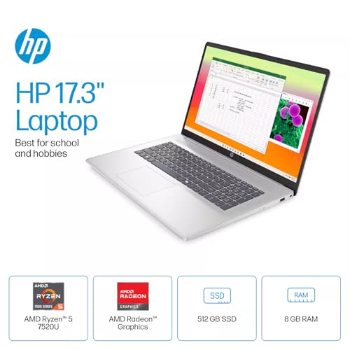 HP 17 Everyday Value Laptop 17.3" IPS FHD Display AMD Ryzen 5 7520U miniatura 4