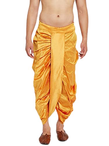 Image of SOJANYA (Since 1958 Mens Black Stitched Dupion Silk Dhotis, Size: Freesize