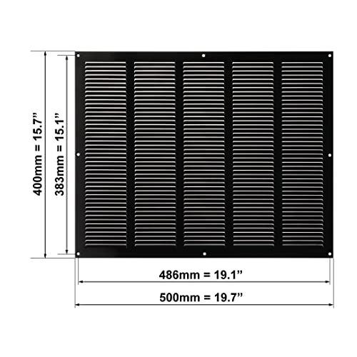 500x400mm (20x16") Black Ventilation Grille Insect Protection Exhaust Air Supply Metal Grille - Image 2