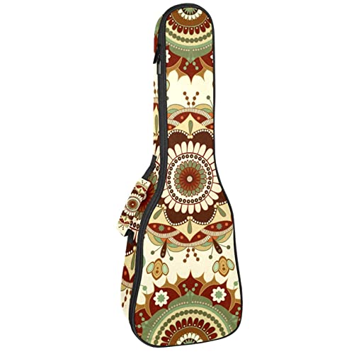 Sac à dos ukulélé de concert robuste à motif floral avec poche de rangement