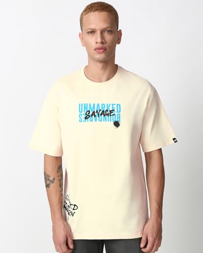 Image of Bewakoof Men's Graphic Print Oversized Fit T-Shirt