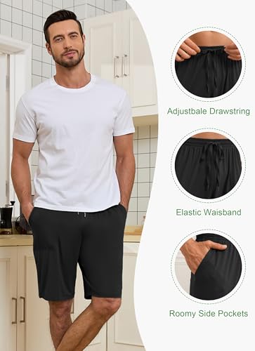 EA'S SECRET Mens Pajama Shorts Bamboo Drawstring Men's Sleep Shorts Soft Lounge Pajama Bottoms with Pockets 2 Pack2