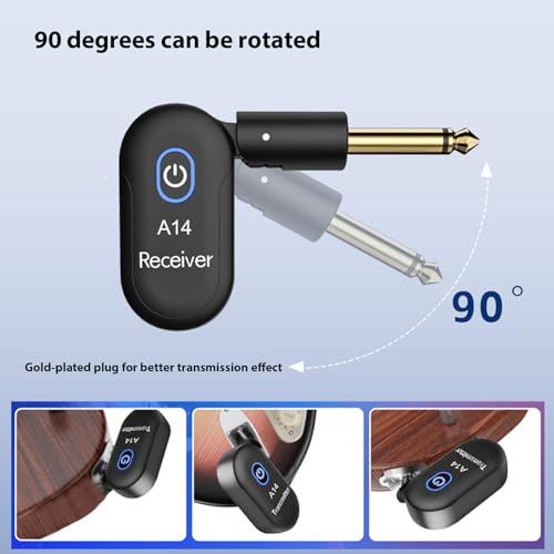 Sistema inalámbrico para guitarra 2.4G, transmisor y receptor recargable portátil con conector giratorio de 90 grados Plug and Play para guitarra eléctrica/acústica, bajo y violines miniatura 5