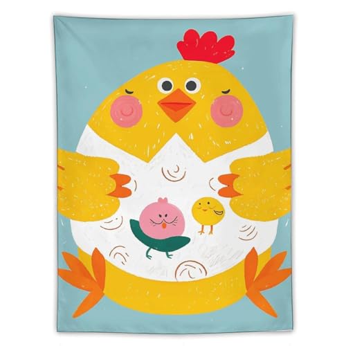 Banniere amusante poussin et deco murale verticale esthetique pour chambre ado