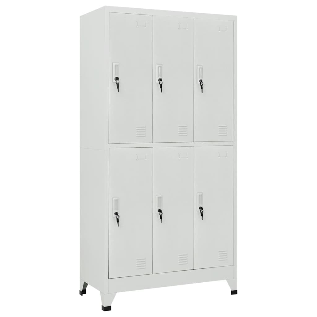 Armoire Casier 6 Compartiments Acier 90x45x180 cm Grise