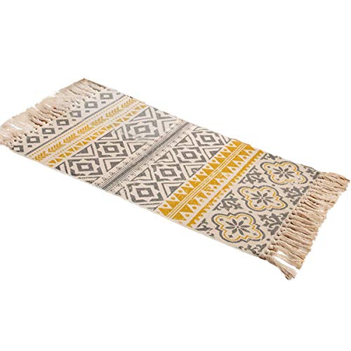 SOONHUA Alfombra Decorativa de Área de Algodón Retro Alfombra Tejida