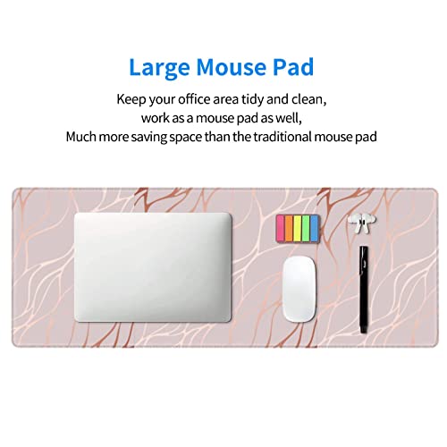 Image of Large Gaming Mouse Pad XL, Abstract Rose Marble Full Desk Mousepad with Stitched, Long Non-Slip Base Keyboard Pad, PC Laptop Computer Mat Gifts for Women Girl Office Decor, (Rose Gold, 31.5*11.8 In)