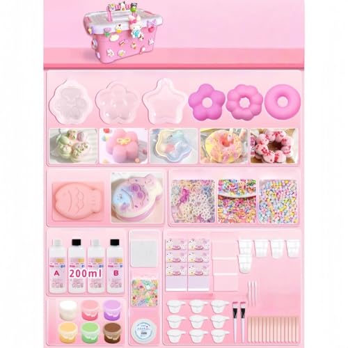 MiluFox �X�N�C�[�Y �L�b�g �X�N�C�[�Y �������� DIY �Z�b�g �X�N�C�[�Y�g�C����L�b�g ���W�� AB �t �^�g & �A�уp�E�_�[�t�� �_�炩�ӂ�ӂ� �X�g���X���� �q����l���p ���蕨�ɍœK (�y200ml�p�����z�y6��ނ̌^�z,�s���N)