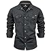 Produktbild FALKENSTEJN Herrenhemd - Modell Riccaldo - 100% Baumwolle  Vintage Hemd Cargo Langarm-Hemd für Männer - Hoher 3 Farben (S, Black)
