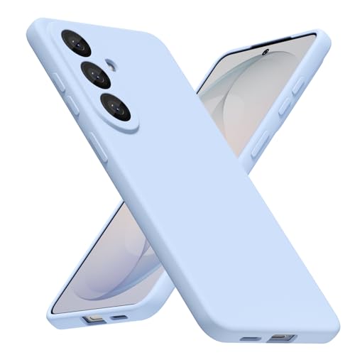 LoeoeL for Samsung Galaxy S26 Phone Case Silicone, Minimalist Ultra Thin Slim Soft Rubber Gel Solid Color Matte TPU Cute Case for Women Men, Girly Plain Aesthetic Design & Camera Cover, Light Blue