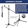 CROWNSHOP Microphone Stand 82-139cm with Telescopic Boom Adjustable and Portable Collapsible Studio Holder with Tripod Base Mic Clip Adapter for Musicians Parties and Stages #4