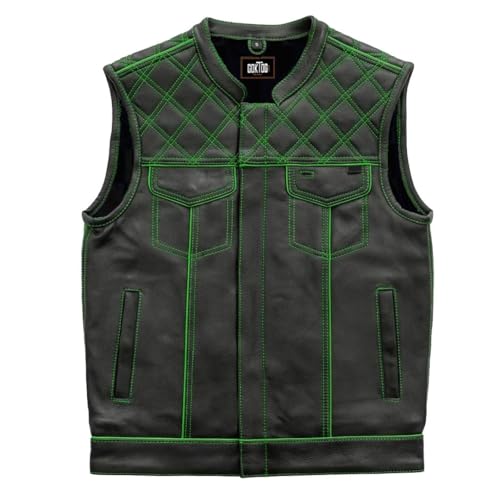 GOKTOG Men's Biker Motorcycle Riding Leather Vest, Sleeveless Faux Leather