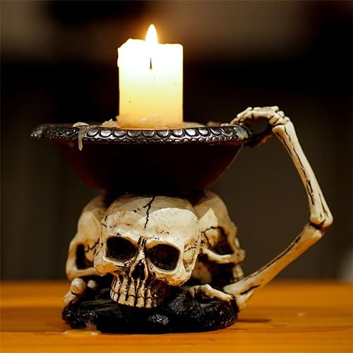 Halloween Skull Candle Holder, Skeleton Creepy Candelabra for Candlesticks Spooky