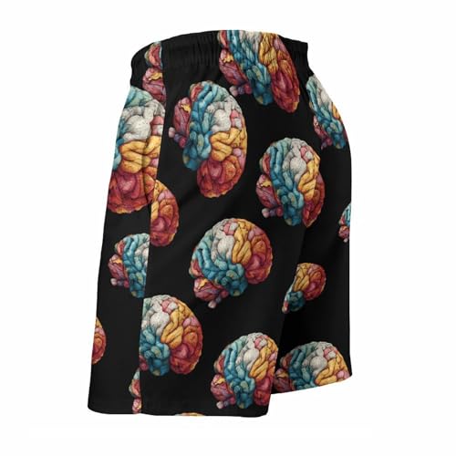 Colorful Brain Mens Swim Trunks Quick Dry Board Shorts Beach Swimwear Bathing Suits4