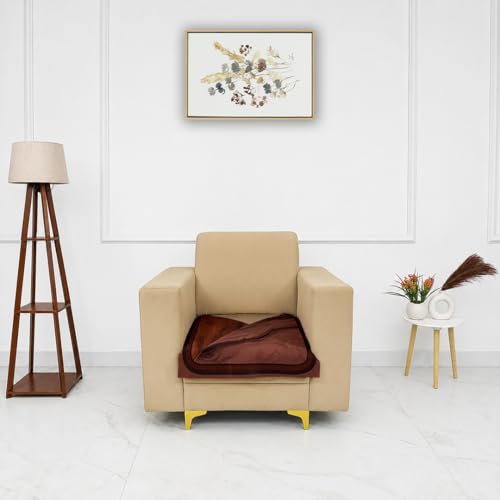 Image of Homerz Premium 'Luxe Series' Holland Velvet Sofa Cover | Smooth Finish | Anti-Skid Fleece Backing | Soft Touch Couch Protector for Living Room (Urban Dune, 1 Seater, Only Seat Cover)