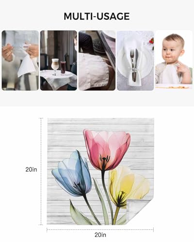 Servilletas de Tela Set de 4 Color Pastoral Tulipán Lavables miniatura 5