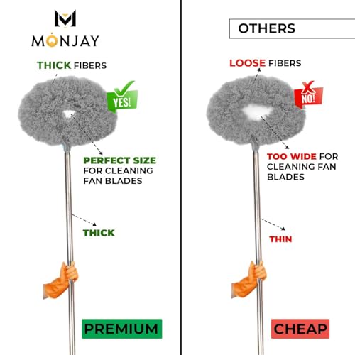 Image of MONJAY Fan Cleaner Brush with Long Rod Flexible Fan Cleaning Mop Microfiber Dust Cleaner Foldable Duster for Home Cleaning Microfiber Duster for Cleaning of Home,Kitchen, Car, Ceiling Brush (Queen)