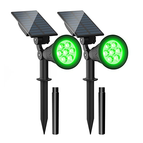 Crepow Green Solar Spot Lights Outdoor, Rgb Color Changing Solar Landscape Spotlights Garden Lights With Ip65 Waterproof, Adjustable Solar Outdoor Lights For Tree, Patio, Yard, Path, Pool, 2 Pack #TOP4