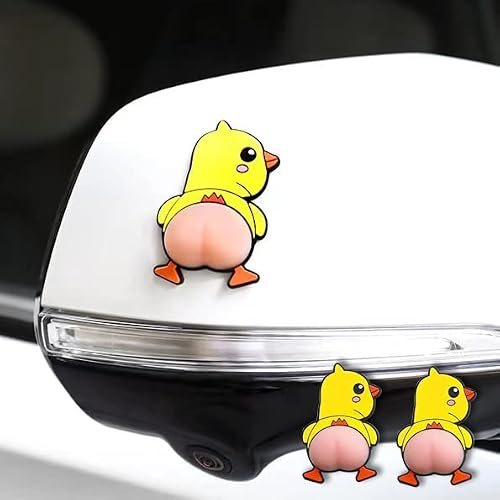 2 PCS Cute Animal Stickers, Anti Collision Car Door Stickers, Waterproof 3D Silicone Butt Stickers for Car, Car Accessories Car Door Guards Protectors Rearview Mirror Bumper Stickers (Chicken)