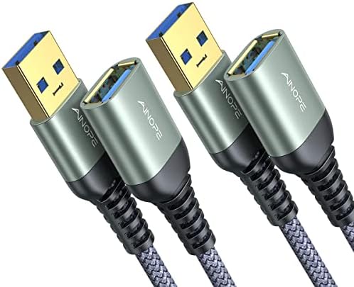 AINOPE 2 Stück 2M USB Verlängerung Kabel USB 3.0 Verlängerungskabel A Stecker auf A Buchse mit eleganten Alluminiumsteckern, Nylon Stoffmantel für Kartenlesegerät,Tastatur, Drucker, Scanner, Kamera