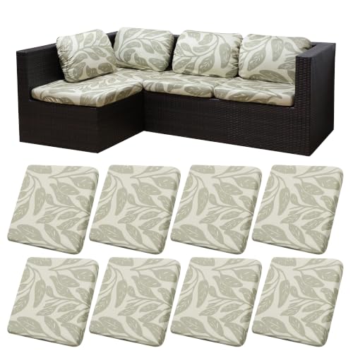 Image of 8 Pcs Outdoor Cushion Covers, Patio Sofa Cushion Covers Replacement