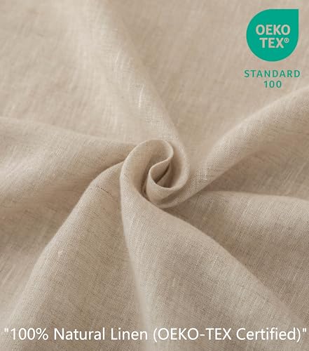Talasily 100% French Pure Linen Sheets Set California King Size,Oeko-TEX Certified Bedding, All-Season Breathable for Hot Sleepers,16 Inch Deep Pocket Machine Washable 4-Piece (Natural Linen)