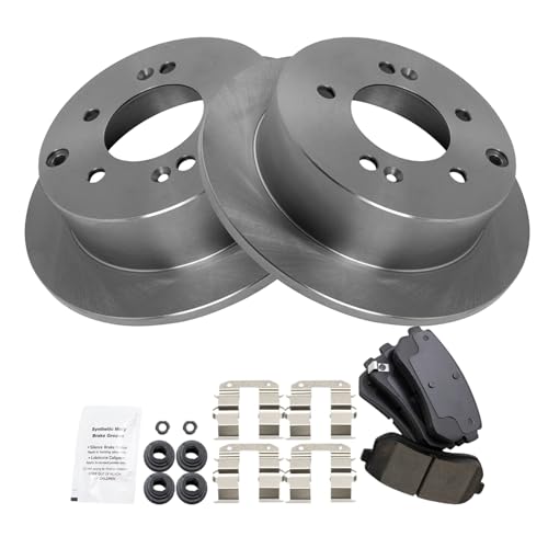 Image of TRQ Rear Brake Pad and Rotor Set Ceramic Solid Rotors