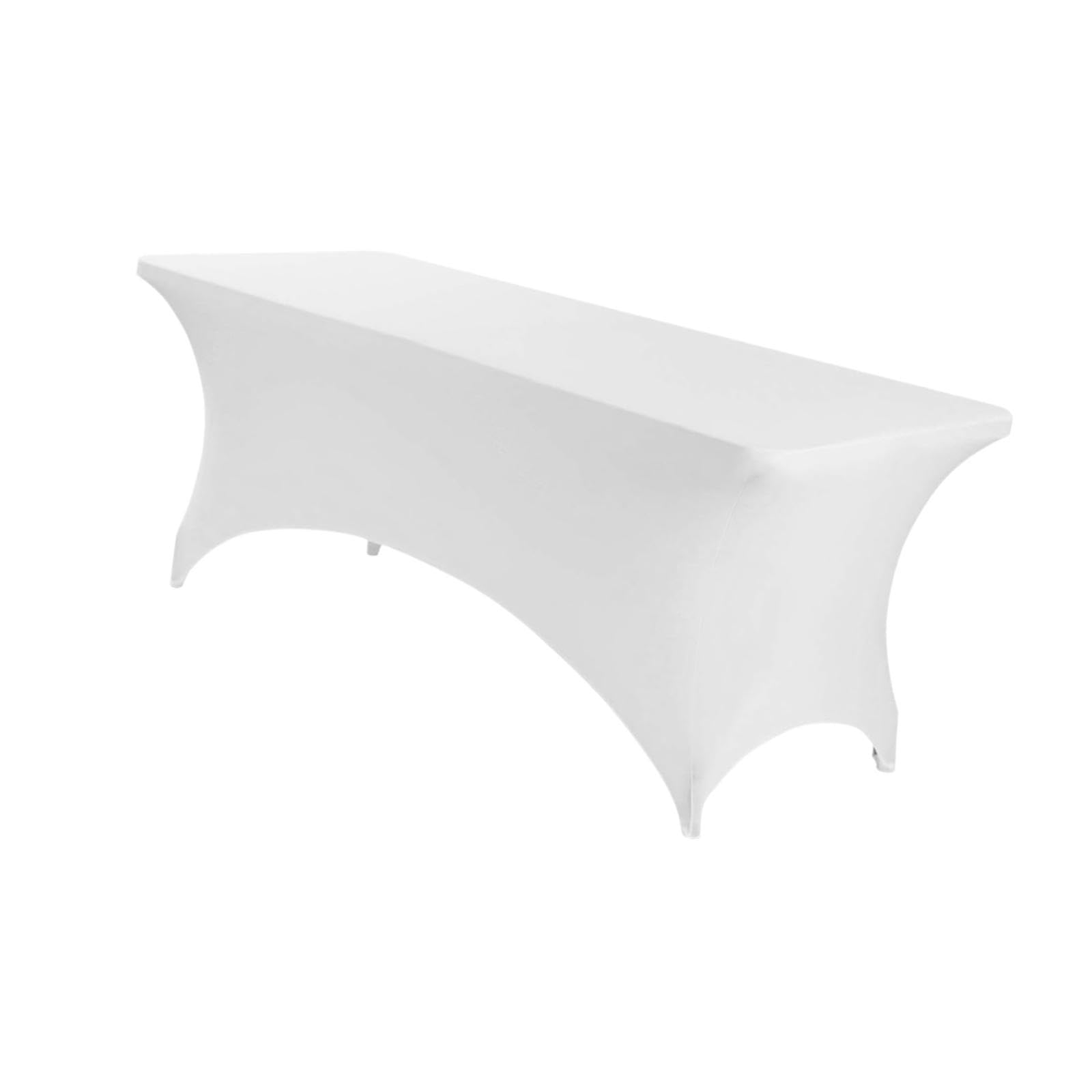 UJEAVETTE Table Cloth for Folding Table Spandex Tablecloth for Vendor Wedding Birthday White-image-42