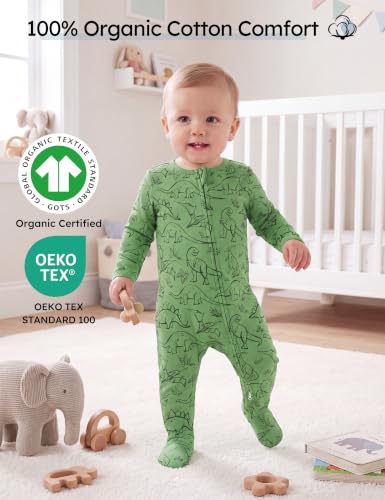 Image of Yoofoss Baby Pajamas 100% Organic Cotton Baby Sleepers for Newborn 0-3 3-6 6-9 Months Boys Girl Clothes 3pcs Footed PJs