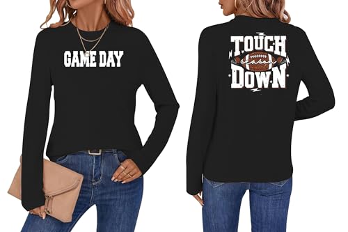 Women's Football Shirts Game Day Outfits Front and Back Double-Sided Graphic Long Sleeve Tops 1 Piece