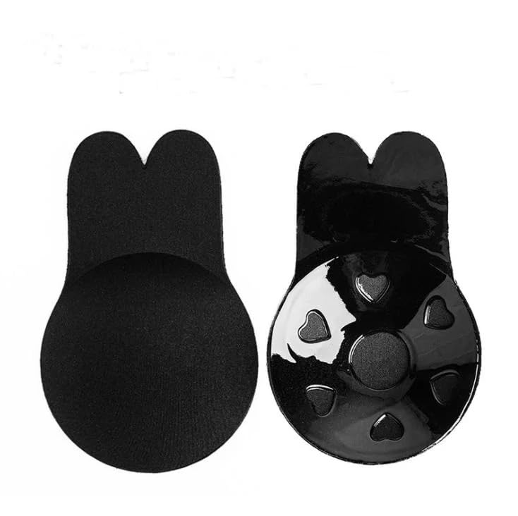 fimbul Sticky Adhesive Silicone Rbbit Shape Nipple Covers Waterproof Reusable Ultra Thin Nipples Covers Pack of 2 Pcs (Black)-picture-22