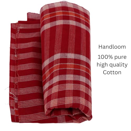 Image of Cotton Bath Towel | Soft, Thin & Lightweight Premium Handloom Gamcha | Quick-Dry, Highly Absorbent | Large Size 180 x 90 cm (72 x 36 Inches) | Color : Red | 1 Piece |