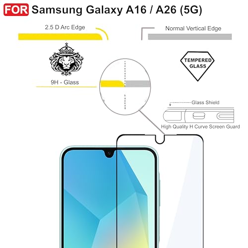 Image of CEDO Tempered Glass for Samsung Galaxy A16 / A26 / M36 / F36 | Screen Protector Full HD Quality Tempered Glass Anti-Scratch Edge to Edge Coverage with Easy Installation Kit (Black)