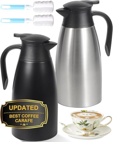 Catálogo para Comprar On-line Jarras para el té y el café de esta semana. 49 Jarra térmica de café de 70 onzas para mantener el calor, jarra térmica de acero inoxidable con aislamiento Airpot para café, (negro y plateado)
