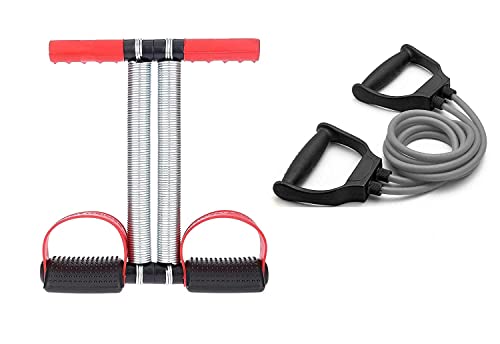 MANOGYAM Tummy Trimmer with Toning Tube | Double Spring Tummy Trimmer | Double Toning Tube | Ab Exerciser | Resistance Tube | Body Toner | Waist Reducer | Fitness Equipment | Gym Accessories (Combo)