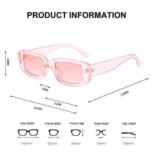 Image of BUTABY Rectangle Sunglasses for Women Retro Driving Glasses 90's Vintage Fashion Narrow Square Frame UV400 Protection