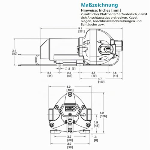 Jabsco 31395-4012-3A ParMax3 Süßwasserpumpe, 12 V, 3 GPM, 40 PSI Abschaltung