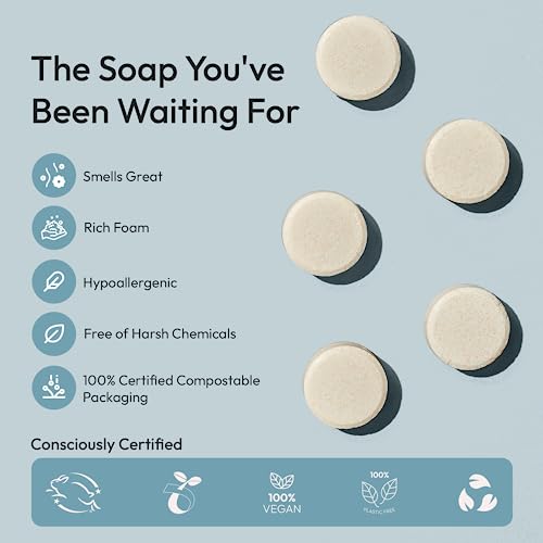Fomin - Sustainable Soap Starter Kit - 16 Foaming Hand Soap Tablets + 2 Glass Dispenser Variety Pack Foam Hand Soap Refills, Eco-Friendly Hand Soap Tablets & Compostable Packaging - Makes 128 Fl Oz Of Soap #TOP4