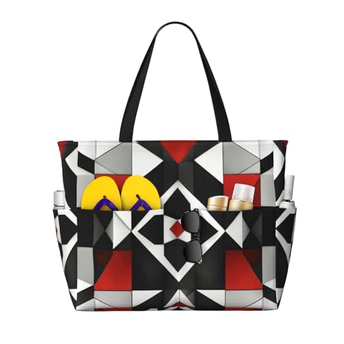 Sac fourre-tout géométrique à grand volume abstrait et élégant pour femme