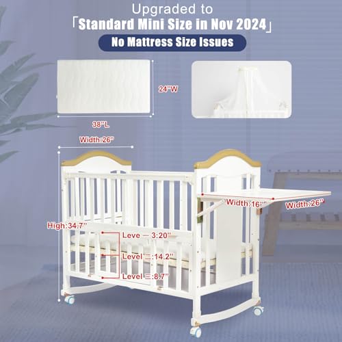 Portable-Mini-Baby-Crib-Cunas-para-Bebes-4-en-1-Modernas-with-Foldable-Storage-Shelf-and-Mattress-Included2025-Small-Wood-Baby-Beside-Cribs-4-in-1-ConvertibleWhite Portable Mini Baby Crib Cunas para Bebes 4 en 1 Modernas with Foldable Storage Shelf and Mattress Included2025 Small Wood Baby Beside Cribs 4 in 1 ConvertibleWhite