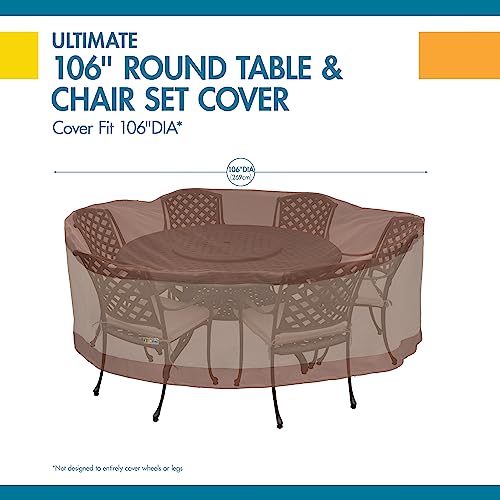 Image of Duck Covers Ultimate Waterproof Round Patio Table & Chair Set Cover, 108 Inch
