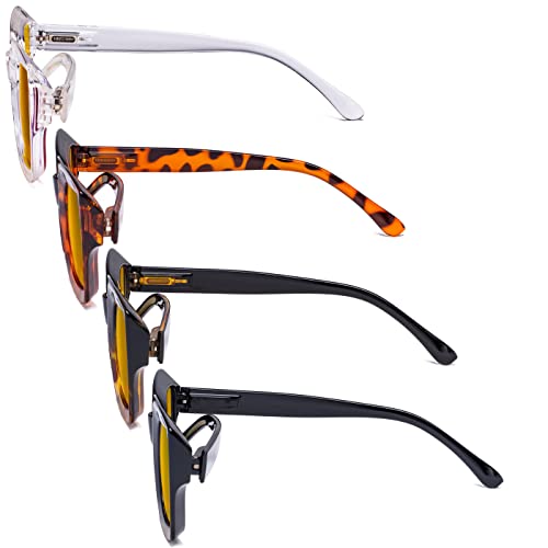 Image of Eyekepper 4 Pack Reading Glasses Blue Light Blocking Oversized Square Computer Readers Amber Tinted +1.00