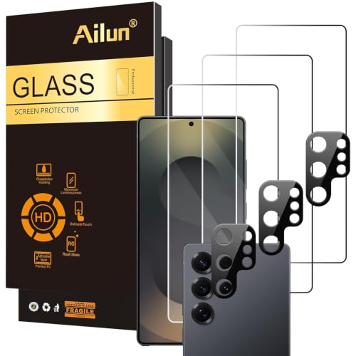 Image of Ailun Glass Screen Protector for Galaxy S25 Ultra [6.9 Inch] 3Pack + 3Pack Camera Lens Tempered Glass Fingerprint Unlock 0.25mm Ultra Clear Anti-Scratch Case Friendly [Not For S25 /S25 Plus /S25 Edge]