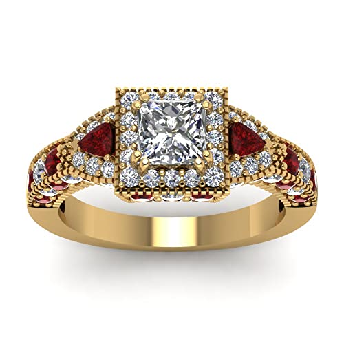 Bague trillion princess cut plaqué or jaune pour fiançailles taille 47 à 70